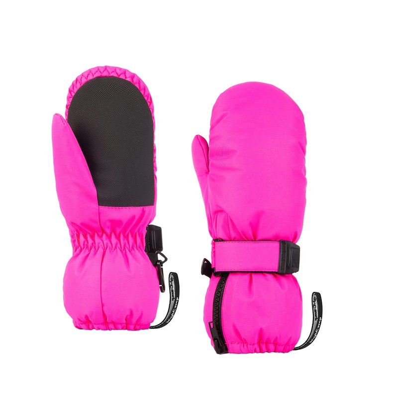 HIGHCAMP Kids Long Cuff Winter Snow Ski Mitten with Zipper Waterproof Gloves for Toddler Boys Girls-Rosa,XS (1-3 Y) - Image 1